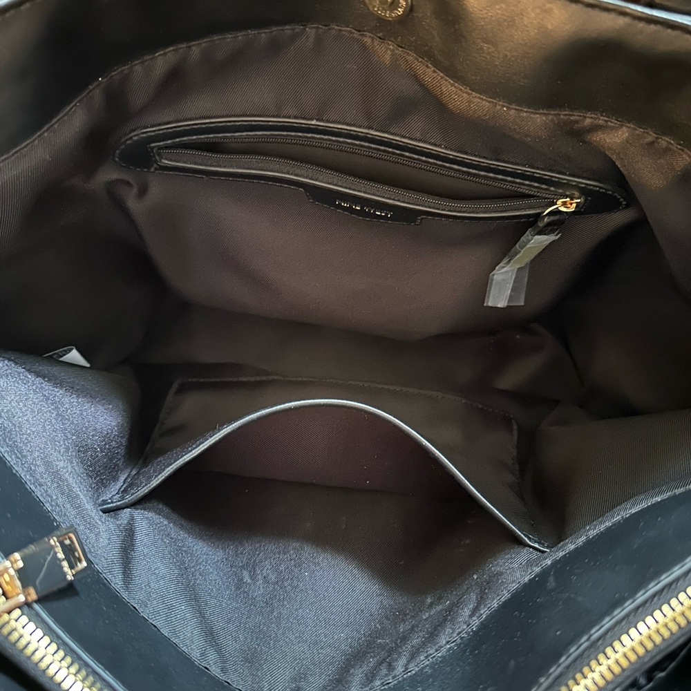 NINE WEST MONOGRAM TOTE WITH BLACK LEATHER TRIM - Picture 8 of 9